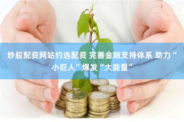 炒股配资网站约选配资 完善金融支持体系 助力“小巨人”爆发“大能量”